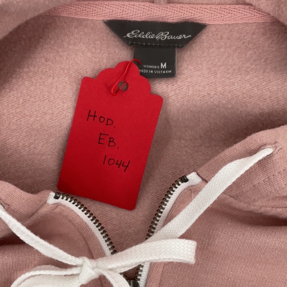 NWoT Eddie Bauer Dusty Rose Full Zip Hoodie Women’s M Cotton Blend Fleece - Picture 3 of 6
